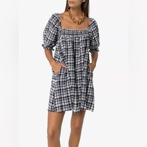 SOLID & STRIPED Puckered Gingham Babydoll Dress